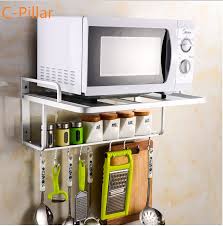 Brand Microwave Oven Shelf Rack Quality Space Aluminum Kitchen Storage Shelf Kitchen Storage Shelves Aluminium Kitchen Microwave Wall Shelf