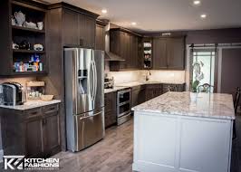 2 Tone Kitchen Dark Grey Brown And Light Grey Large Island With Granite Countertops Kitchen Cabinets And Granite Kitchen Remodel Kitchen Inspirations