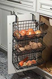 Amazon Com Hanging Fruit Basket Under Sink Inside Cabinet Storage Metal Wire 3 Tier Organizer Kitchen Fru Produce Storage Hanging Fruit Baskets Fruit Storage
