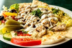 Delicious food made from scratch by us! Shawarma Platter With Hummus Salad Pita And Hummus Shawarma Platter Real Food Recipes Food