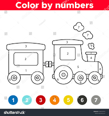 Educational Game For Preschool Kids Coloring By Numbers Vector Cartoon Train Ad Affi Educational Games For Preschoolers Preschool Games Educational Games