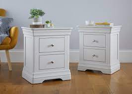 Available in a range of colors, this bedside table has an understated design that suits any existing décor. Pair Of Toulouse Grey 2 Drawer Bedside Tables