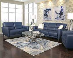 Jasper Blue 5 Piece Leather Living Room Leather Couches Living Room Leather Living Room Furniture Blue Furniture Living Room