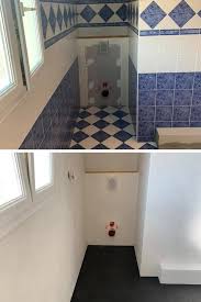 Peut On Appliquer Du Beton Cire Sur Un Carrelage Renovation Salle De Bain Salle De Bain Douche Beton