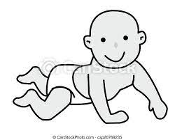 More images for outline baby crawling drawing » Baby Crawling Baby In Diaper Crawling Fun In Front Canstock