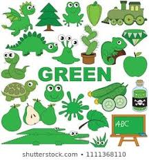 Green Objects Color Elements Set Collection Of Coloring Book Template The Group Of O Preschool Color Activities Preschool Colors Primary And Secondary Colors