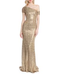 one shoulder sequin evening gown by badgley mischka