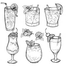 Sketch Cocktails And Alcohol Drinks Set Tea Bag Art Alcoholic Drinks Art Drawings Beautiful