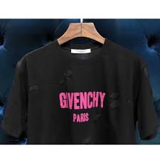 Givenchy Pink Logo Paris Distressed Black T Shirt T Shirts Polos