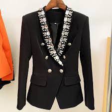 HIGH STREET più nuovo 2022 stilista giacca da donna diamanti Strass perline doppio  petto collo scialle Blazer - AliExpress Women's Clothing