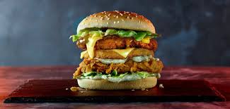 Apply tomato ketchup on the toasted side of the top bun. You Can Now Get A Kfc Double Chicken Zinger Hacker Burger With Gravy And Garlic Sauce