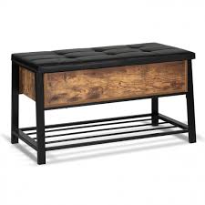 Agrémenté de coussins colorés, le banc d'entrée est alors à la fois décoratif et pratique. Banc Coffre De Rangement Style Industriel Bois Et Metal Nino Id Market