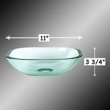 clear glass square mini vessel sink