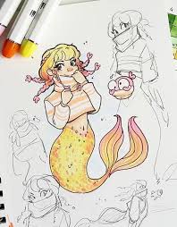 Drawingwiffwaffles Instagram Https Www Instagram Com Drawingwiffwaffles Hl En Copic Drawings Mermaid Drawings Cute Art