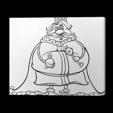 Cute santa christmas coloring pages. Fat King Cartoon Coloring Page Canvas Print Pixers We Live To Change