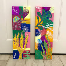 Excited To Share The Latest Addition To My Etsy Shop Painting Sea Hue Duo Art Painting Yellow Green Oce Mural Wall Art Funky Art Abstract Art Painting