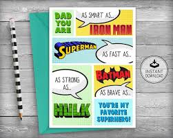 Birthday Card Printable For Dad Fathers Day Cards Father S Day Superhero Birthday Etsy Father Birthday Cards Dad Birthday Card Birthday Card Printable