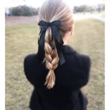 Learning how to create braids with ribbon is easier than you might think. Glossy Black Ribbon Bow Hair Tie French Barrette Etsy Hair Styles Ribbon Hairstyle Braided Hairstyles