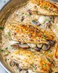 Place on a deep baking sheet or in an oblong ovenproof baker. Mushroom Stuffed Chicken Breast Recipe Healthy Fitness Meals