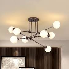 Black Starburst Chandelier Light Contemporary 8 Heads Metal Suspended Lighting Fixture Beautifulhalo Com
