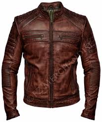Mens Biker Vintage Motorcycle Distressed Brown Cafe Racer Leather Jacket Brown Leather Jacket Men Cafe Racer Leather Jacket Real Leather Jacket