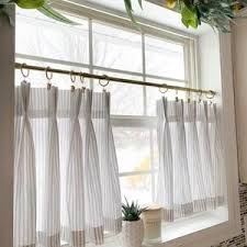 Solid Cotton Linen Look Texture Cafe Curtains Tier Etsy Kitchen Window Curtains Kitchen Window Treatments Bathroom Window Curtains
