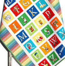 Dr Seuss Abcs Baby Quilt Letters Alphabet Nursery Bedding Bright Col