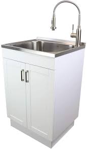 With this said, sink manufactures will often suggest a larger than necessary cabinet to mount a sink. Transolid Tc 2420 Wc 24 In All In One Laundry Utility Sink Kit White Stainless Steel Amazon Com