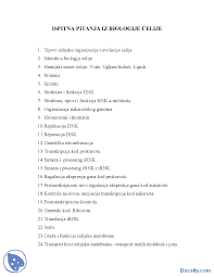 Ispitna Pitanja Ispit Biologija Celije Biologija Ispiti Predlog Biologija Celije Docsity