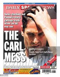 Daily News back page dated August 30 Headlines: THE CARL MESS, Yanks...  News Photo
