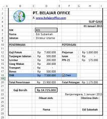 Gambar contoh slip gaji bulanan format excel malaysia yang benar 2019. Rumus Excel Cetak Slip Gaji Lengkap Thr Belajar Office