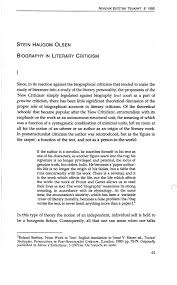 On the most basic level, its purpose is to understand the book. Pdf Biography In Literary Criticism
