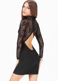 Black Lace Long Sleeve Woven Backless Bodycon Dress Bodycon Dress Long Sleeve Backless Dress