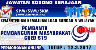 Gaji, kelayakan & tugas pembantu pembangunan masyarakat gred s19 | berminat bekerja menjadi penjawat awam? Jawatan Kosong Kklw Pembantu Pembangunan Masyarakat Gred S19 Jawatan Kosong Terkini Negeri Sabah
