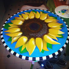 Painted Sunflower Table By Melissa Benoit Sunflower Kitchen Decor Copper Kitchen Decor Pink Kitchen Decor