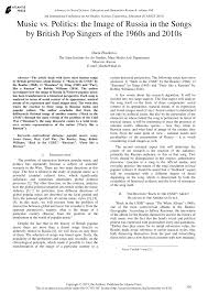 The blog contains information about resources and primary and secondary sources. Pdf Music Vs Politics The Image Of Russia In The Songs By British Pop Singers Of The 1960s And 2010s