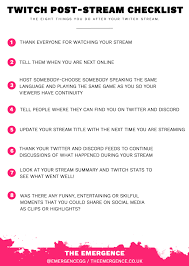 Twitch Post Stream Checklist In 2020 Streaming Setup Twitch Streaming Setup Game Streaming