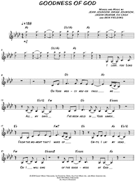 Goodness of god lyrics and chords key of g. Bethel Music Goodness Of God Sheet Music Leadsheet In Ab Major Transposable Download Print Sku Mn0196532