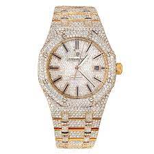 Diamond Audemars Piguet Royal Oak 41mm Full Pave Dial Bracelet Rose Gold Watch Audemars Piguet Royal Oak Watch Design Audemars Piguet