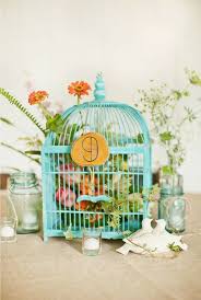 Table Numbers Vintage Birdcage Blue Aqua Bright Spring Wedding Table Goruntuler Ile Cicek