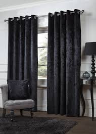 Velvet top curtains one pair faux silk fully lined ring top 66x72. Princess Crushed Velvet Black Curtains Kavanagh S Home