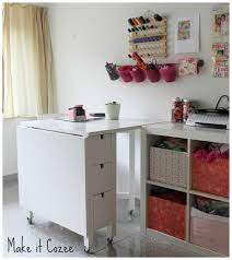 Make It Cozee Norden Gateleg With Wheels Sewing Table Sewing Room Furniture Sewing Table Ikea Sewing Room