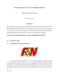 Fraser and neave, limited engages in the food and beverage, and publishing and printing businesses in singapore, malaysia, thailand, vietnam, and internationally. Performance And Size Of Fraser Neave Holdings Bhd F N Munich Personal Repec Archive