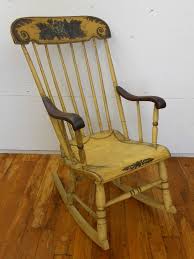 Antique Stenciled Spindle Back Rocking Chair Yellow Grapes Hitchcock Style Country Unknown Antique Chairs Chair Rocking Chair
