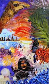 Did you scroll all this way to get facts about arab painting? Camel In Desert With Dubai Skyline And Local Arab Woman With Falcon Near The Sea Painting By Shahla Mojarradi Saatchi Art
