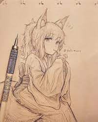 Anime Cat Girl Sketch Skizzen Zeichnen Charakterdesign Zeichnungen