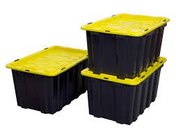 Large heavy duty storage bins. Work It Heavy Duty Plastic Storage Bin With Lid Large 15 8 Gallon Tote 60 Liter Rugged Utility Grade Distribution Container Black Base And Yellow Lid Set Of 3 Amazon In Home Kitchen