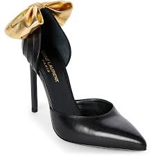 Beautiful Black And Gold High Heels Saint Laurent Black Gold Classic Paris Pointed Toe D Orsay Pumps 400 Liked On Polyvore Featuring Sh Metallic Gold Shoes Gold Pumps Black High Heel Pumps