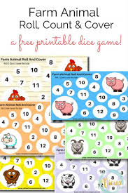 Printable roll it, write it and count it dice math game. Farm Animal Printable Dice Games A Roll Count And Cover Math Game