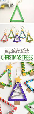 Popsicle Stick Christmas Trees Preschool Christmas Christmas Crafts For Kids Stick Christmas Tree